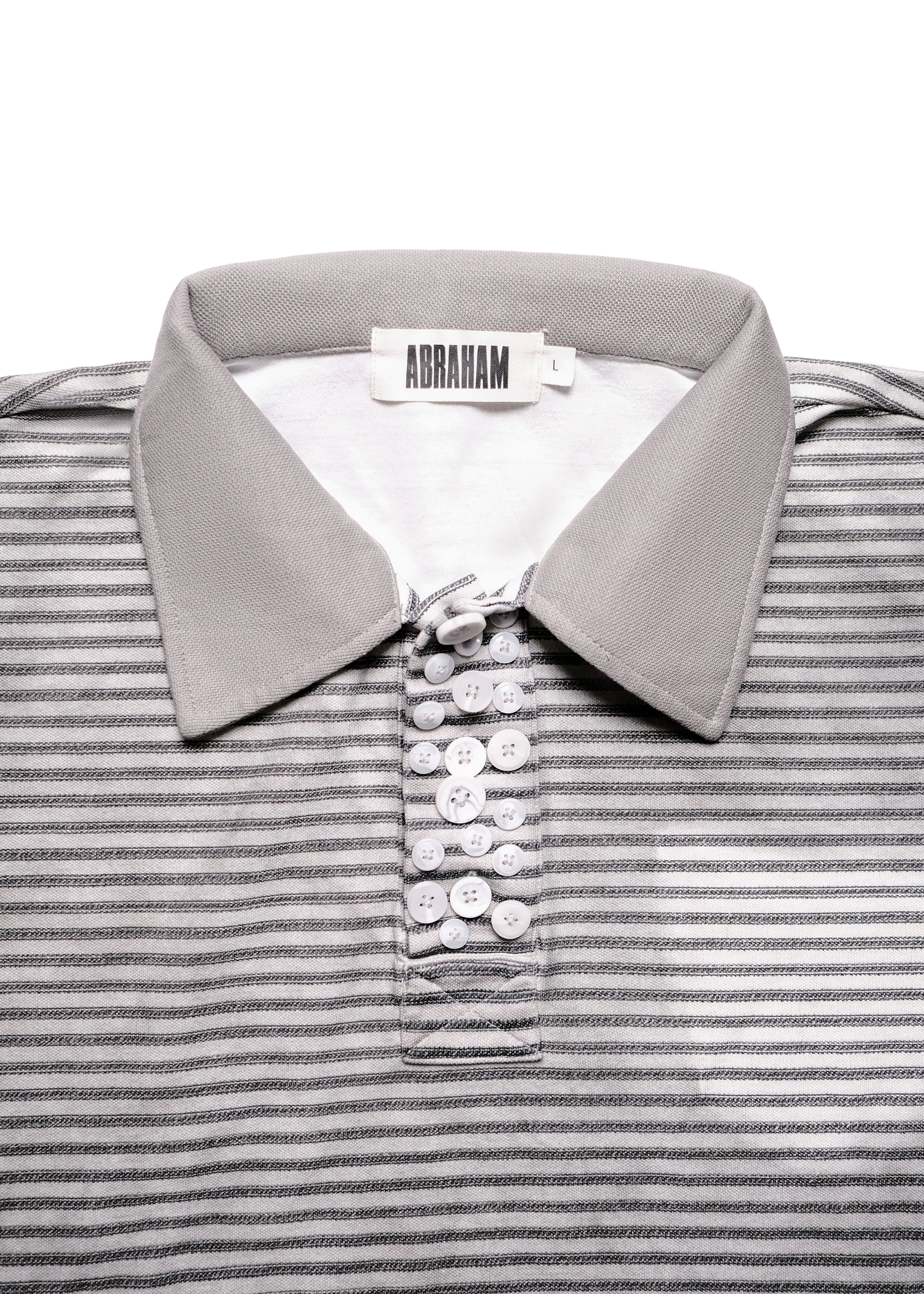 Scattered Stripe Polo in Grey - Image 3